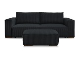 3er Sofa mit Hocker BOBOCHIC CHELSEA Cord-Stoff schwarz