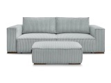 3er Sofa mit Hocker BOBOCHIC CHELSEA Cord-Stoff hellgrau