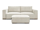 3er Sofa mit Hocker BOBOCHIC CHELSEA Cord-Stoff beige
