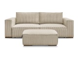 3er Sofa mit Hocker BOBOCHIC CHELSEA Cord-Stoff taupe