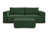 3er Sofa mit Hocker BOBOCHIC CHELSEA Cord-Stoff grün