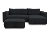 Ecksofa mit Hocker BOBOCHIC CHELSEA Cord-Stoff schwarz