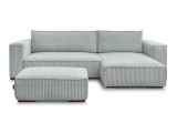 Ecksofa mit Hocker BOBOCHIC CHELSEA Cord-Stoff hellgrau