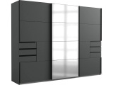 MID.YOU, MID.YOU Schwebetürenschrank in graphitfarben , Saigon , Metall, Kunststoff , 6 Fächer , 6 Schubladen , 270x210x64 cm , Dekorfolie,Dekorfolie,Nachbildung,Nachbildung , 001787040008