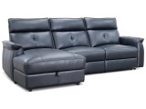 Ecksofa FOX Echtleder / Synthetisches Leder schwarz