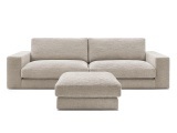 3er Sofa mit Hocker BOBOCHIC LEONARD Stoff mit Textur beige