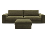 3er Sofa mit Hocker BOBOCHIC LEONARD Stoff mit Textur grün