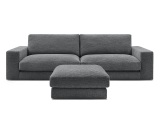 3er Sofa mit Hocker BOBOCHIC LEONARD Stoff mit Textur dunkelgrau