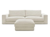 3er Sofa mit Hocker BOBOCHIC LEONARD Cord-Stoff beige