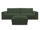 3er Sofa mit Hocker BOBOCHIC LEONARD Cord-Stoff grün