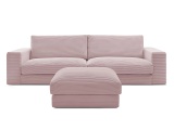 3er Sofa mit Hocker BOBOCHIC LEONARD Cord-Stoff violett