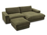 Ecksofa mit Hocker BOBOCHIC LEONARD Stoff mit Textur grün