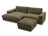 Ecksofa mit Hocker BOBOCHIC LEONARD Stoff mit Textur grün