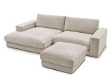 Ecksofa mit Hocker BOBOCHIC LEONARD Stoff mit Textur beige