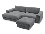 Ecksofa mit Hocker BOBOCHIC LEONARD Stoff mit Textur dunkelgrau