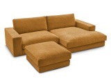 Ecksofa mit Hocker BOBOCHIC LEONARD Stoff mit Textur gelb