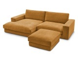 Ecksofa mit Hocker BOBOCHIC LEONARD Stoff mit Textur gelb