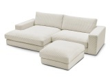 Ecksofa mit Hocker BOBOCHIC LEONARD Cord-Stoff beige
