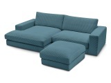 Ecksofa mit Hocker BOBOCHIC LEONARD Cord-Stoff hellblau