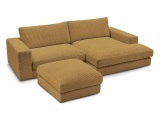 Ecksofa mit Hocker BOBOCHIC LEONARD Cord-Stoff gelb