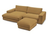 Ecksofa mit Hocker BOBOCHIC LEONARD Cord-Stoff gelb