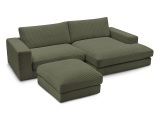 Ecksofa mit Hocker BOBOCHIC LEONARD Cord-Stoff grün