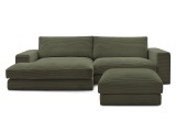 Ecksofa mit Hocker BOBOCHIC LEONARD Cord-Stoff grün