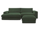 Ecksofa mit Hocker BOBOCHIC LEONARD Cord-Stoff grün
