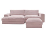 Ecksofa mit Hocker BOBOCHIC LEONARD Cord-Stoff violett
