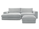 Ecksofa mit Hocker BOBOCHIC LEONARD Cord-Stoff hellgrau
