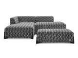 Ecksofa mit Hocker BOBOCHIC MEGEVE Stoff chiniert weiss