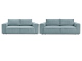 2er + 3er Sofa BOBOCHIC NIHAD Cord-Stoff hellblau