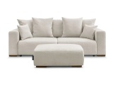 3er Sofa mit Hocker BOBOCHIC SIDONIE Stoff chiniert beige