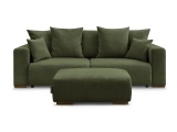 3er Sofa mit Hocker BOBOCHIC SIDONIE Stoff chiniert grün