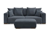3er Sofa mit Hocker BOBOCHIC SIDONIE Stoff chiniert dunkelblau