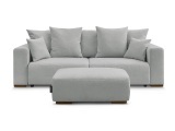 3er Sofa mit Hocker BOBOCHIC SIDONIE Stoff chiniert hellgrau