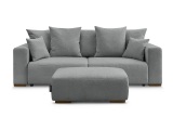 3er Sofa mit Hocker BOBOCHIC SIDONIE Stoff chiniert dunkelgrau