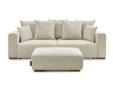 3er Sofa mit Hocker BOBOCHIC SIDONIE Cord-Stoff beige