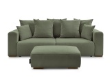 3er Sofa mit Hocker BOBOCHIC SIDONIE Cord-Stoff grün