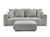 3er Sofa mit Hocker BOBOCHIC SIDONIE Cord-Stoff hellgrau