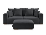 3er Sofa BOBOCHIC SIDONIE Cord-Stoff schwarz