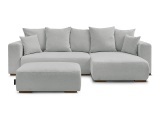 Ecksofa mit Hocker BOBOCHIC SIDONIE Stoff chiniert hellgrau
