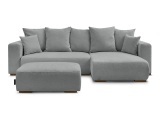 Ecksofa mit Hocker BOBOCHIC SIDONIE Stoff chiniert dunkelgrau