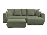 Ecksofa mit Hocker BOBOCHIC SIDONIE Cord-Stoff grün