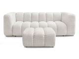 3er Sofa mit Hocker BOBOCHIC TALIA Boucle-Stoff weiss