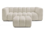 3er Sofa mit Hocker BOBOCHIC TALIA Boucle-Stoff beige
