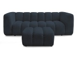 3er Sofa mit Hocker BOBOCHIC TALIA Boucle-Stoff dunkelblau
