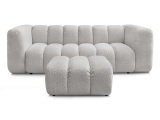 3er Sofa mit Hocker BOBOCHIC TALIA Boucle-Stoff hellgrau