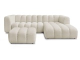 Ecksofa mit Hocker BOBOCHIC TALIA Boucle-Stoff beige