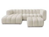 Ecksofa mit Hocker BOBOCHIC TALIA Boucle-Stoff beige
